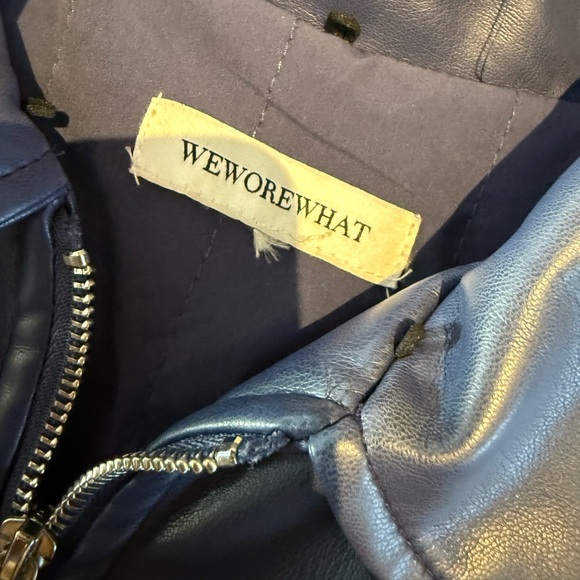 WeWoreWhat faux leather jacket in navy blue. - Picture 5 of 5